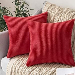 Set of 2 Red Decorative Throw Pillow Covers ♡ 18x18 Inch♡ Super Soft
